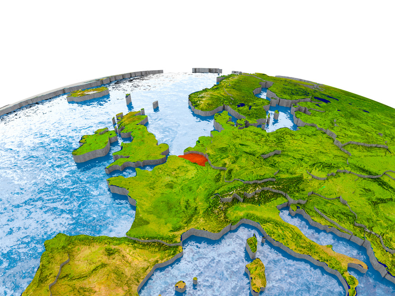Belgium on model of Earth